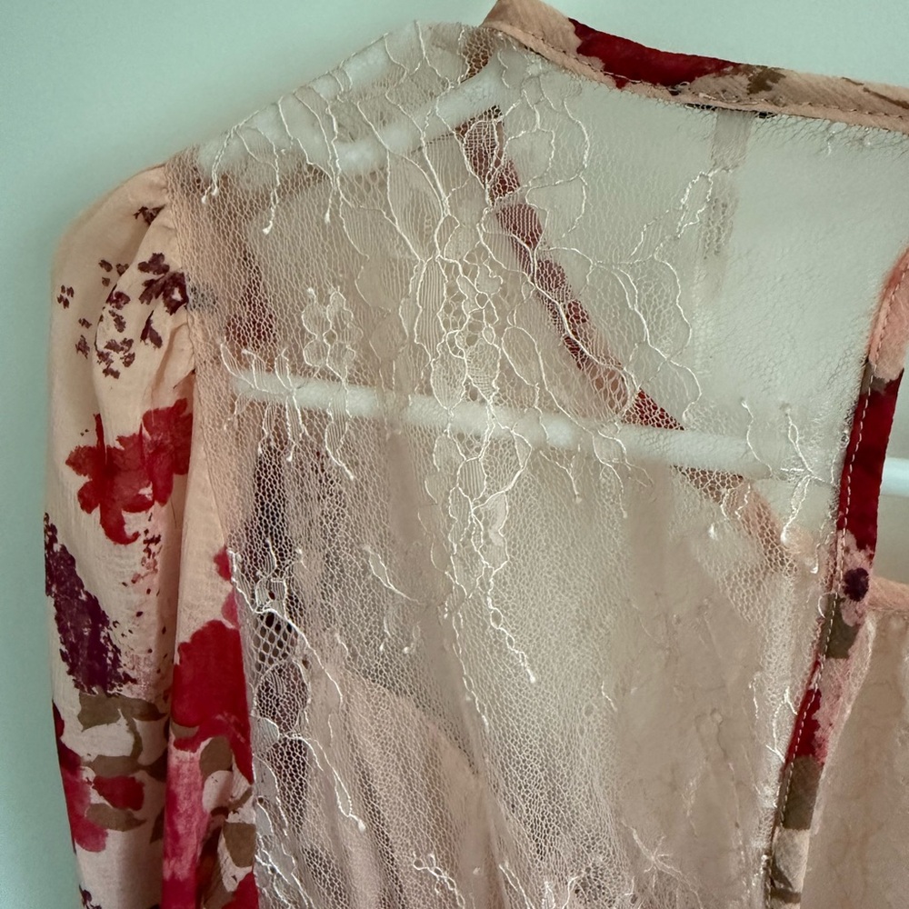 Free People Daphne Blouse in a pink and red floral - Picture 6 of 6